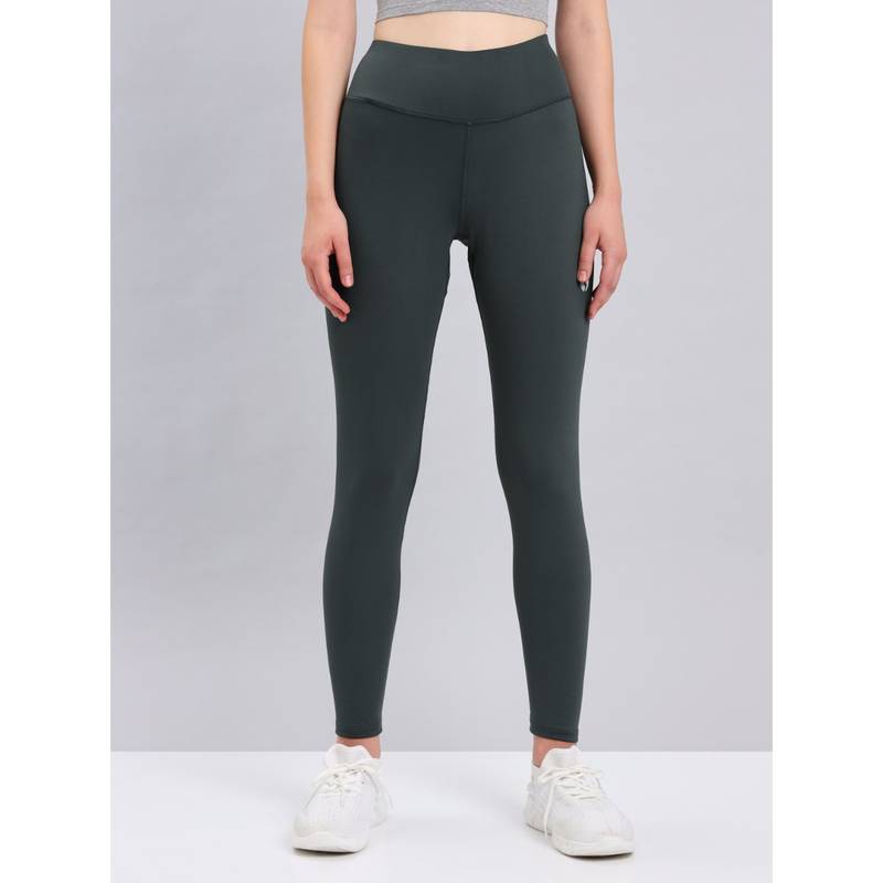 Technosport Green Solid Skinny Fit Tights (S)