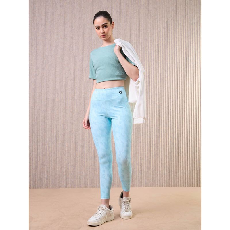 Technosport Blue Printed Skinny Fit Tights (M)