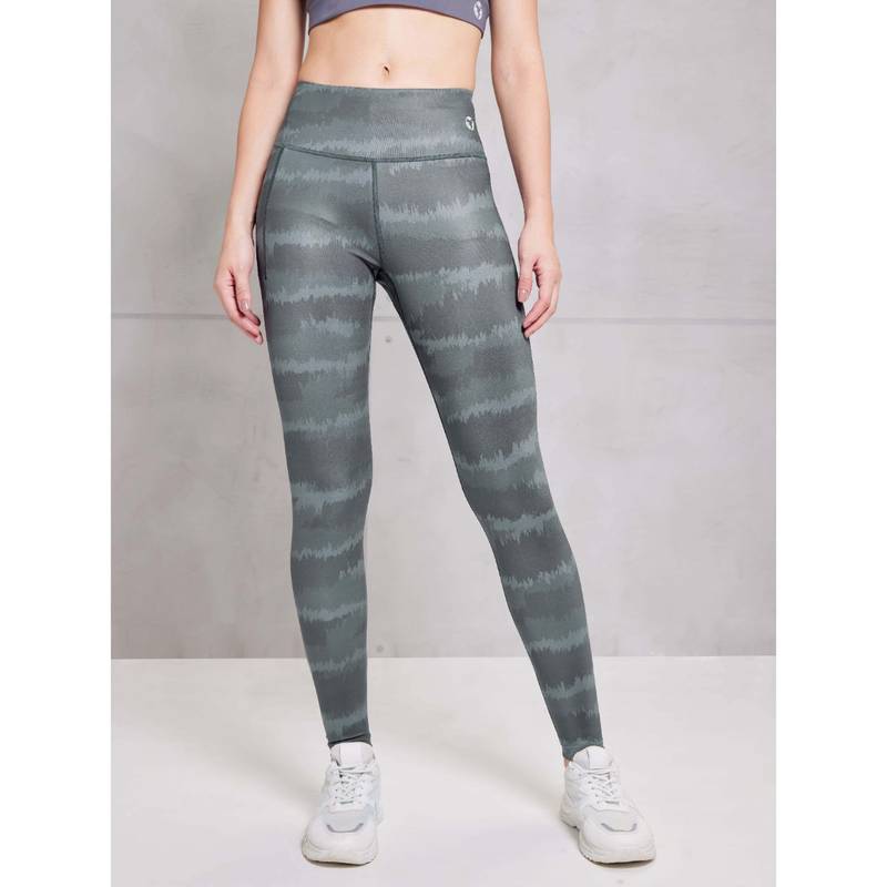 Technosport Black Printed Skinny Fit Tights (M)