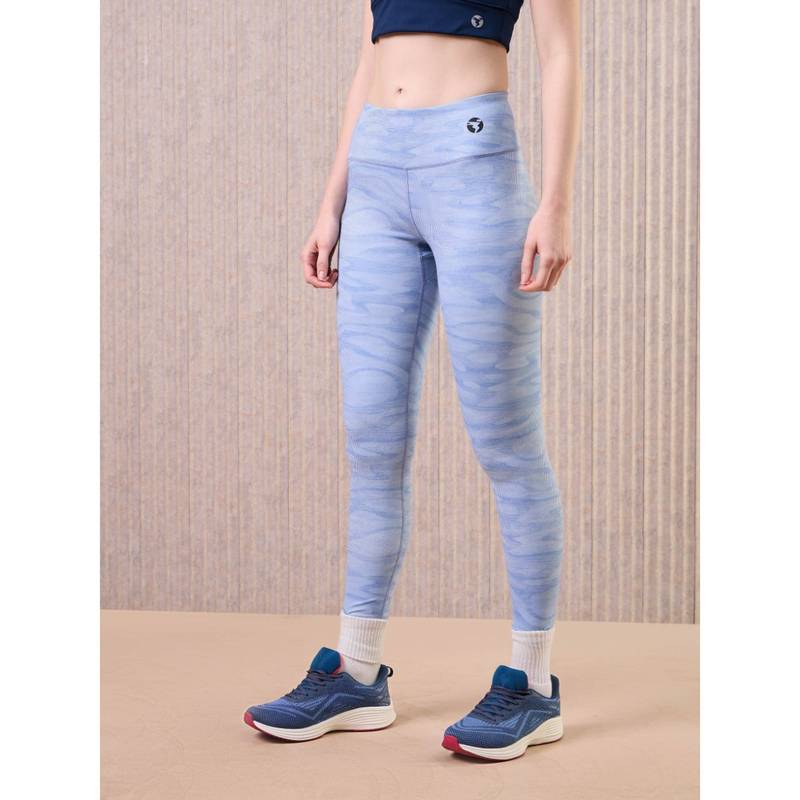 Technosport Blue Printed Skinny Fit Tights (M)