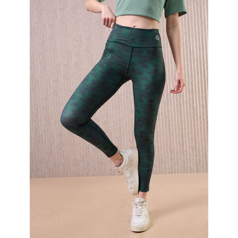 Technosport Green Printed Skinny Fit Tights (M)