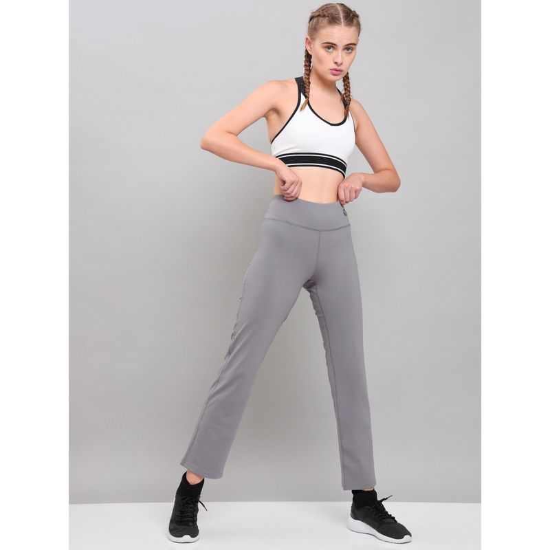 Technosport Grey Solid Straight Fit Trackpant (S)
