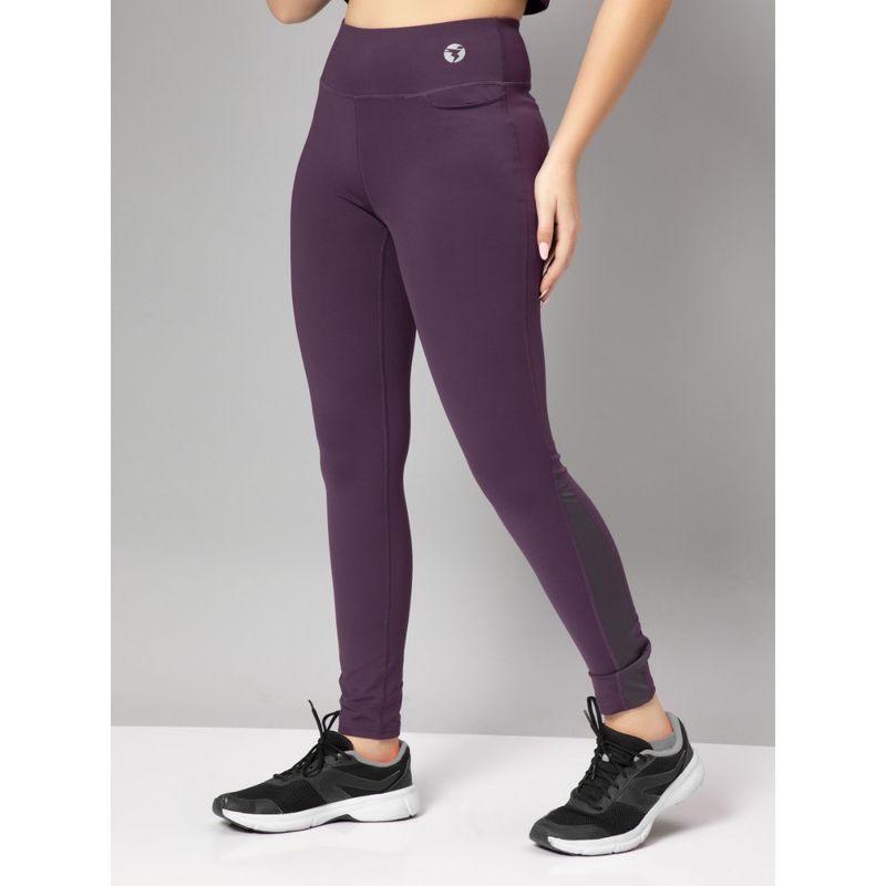 Technosport Purple Solid Skinny Fit Tights (M)