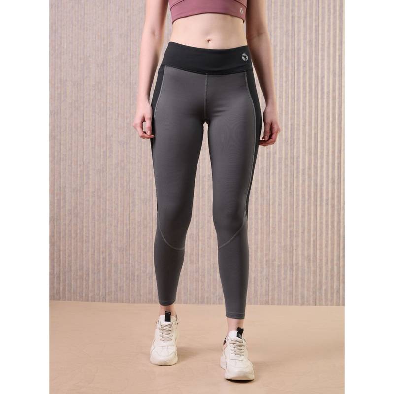 Technosport Grey Colorblock Skinny Fit Tights (S)