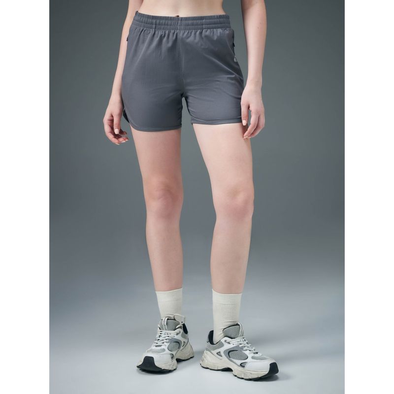 Technosport Grey Solid Regular Fit Shorts (S)
