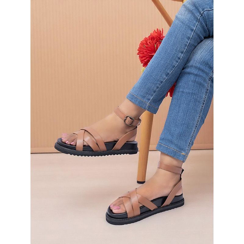 Truffle Collection Women Tan Solid Sandals (UK 3)