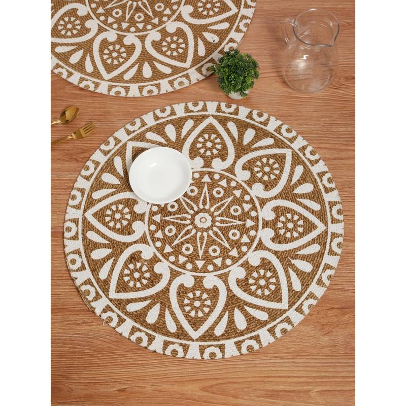 Buy HOSTA HOMES Hhctm3 Cotton Digitally Printed Centre Table Mat Yellow ...