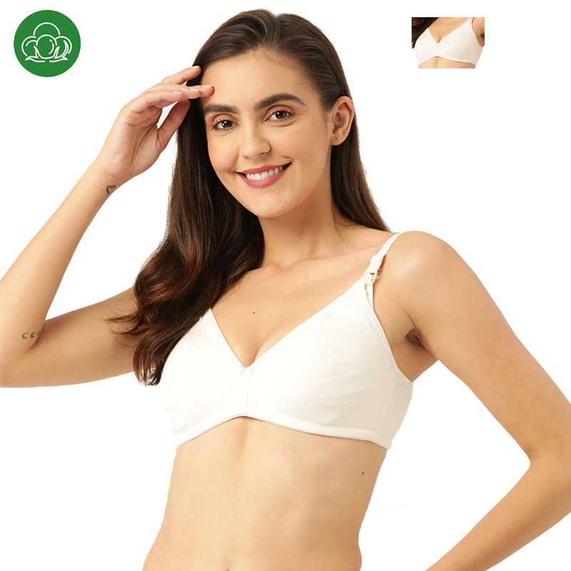 Inner Sense Organic Antimicrobial Laced triangular maternity bra White (Pack of 2) (34B)