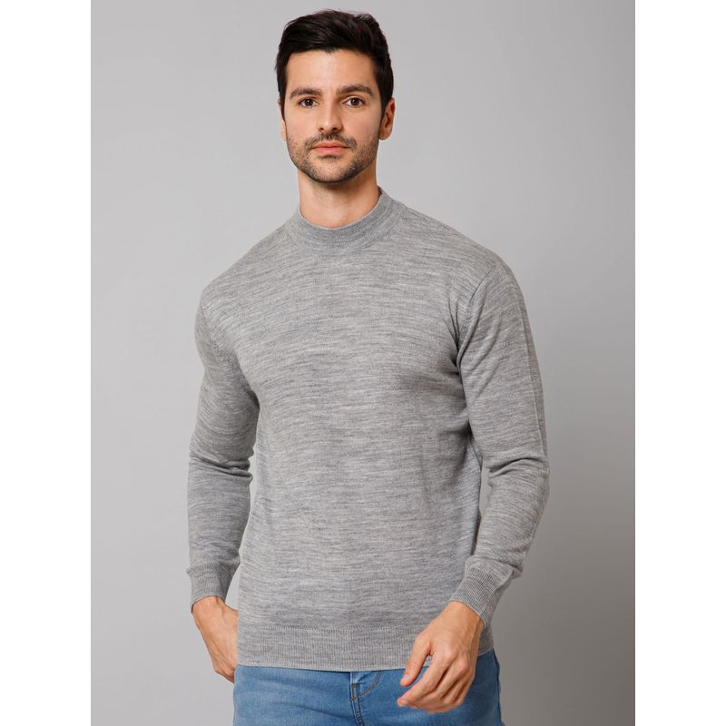 Cantabil Men Grey Full Sleeves Sweater (L)