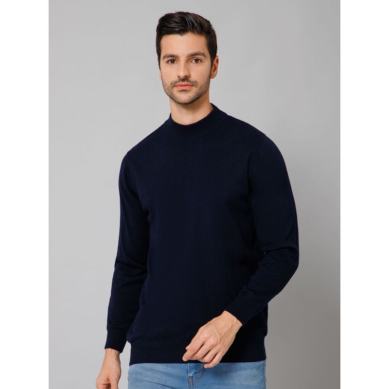 Cantabil Men Navy Full Sleeves Sweater (M)