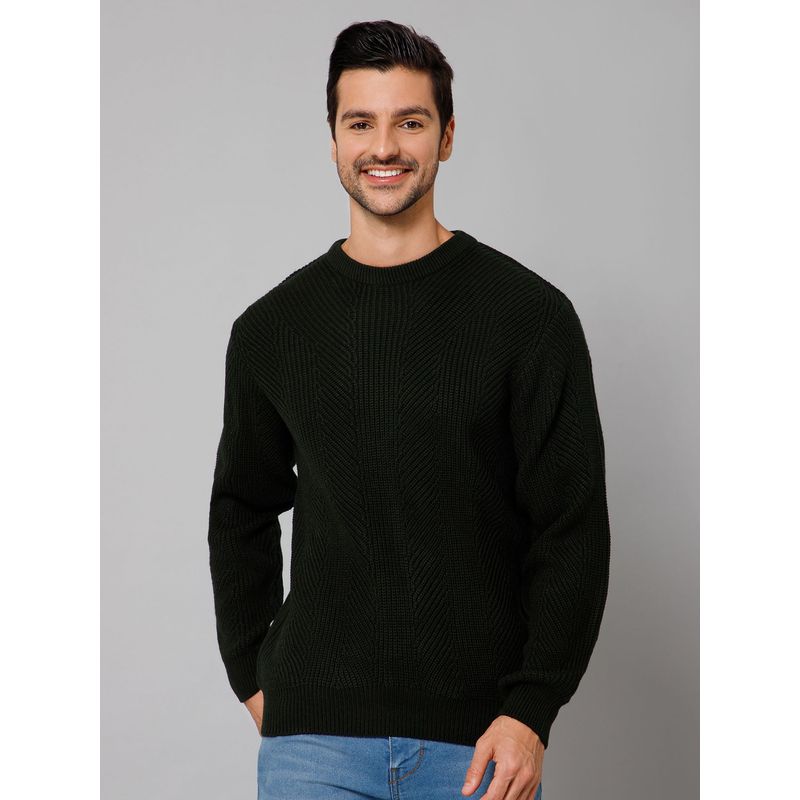 Cantabil Men Green Full Sleeves Sweater (L)