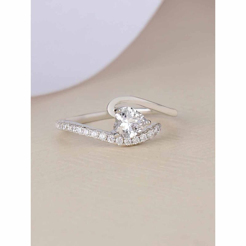 925 Silver American Diamond Heart Ring For Women & Girls (10)