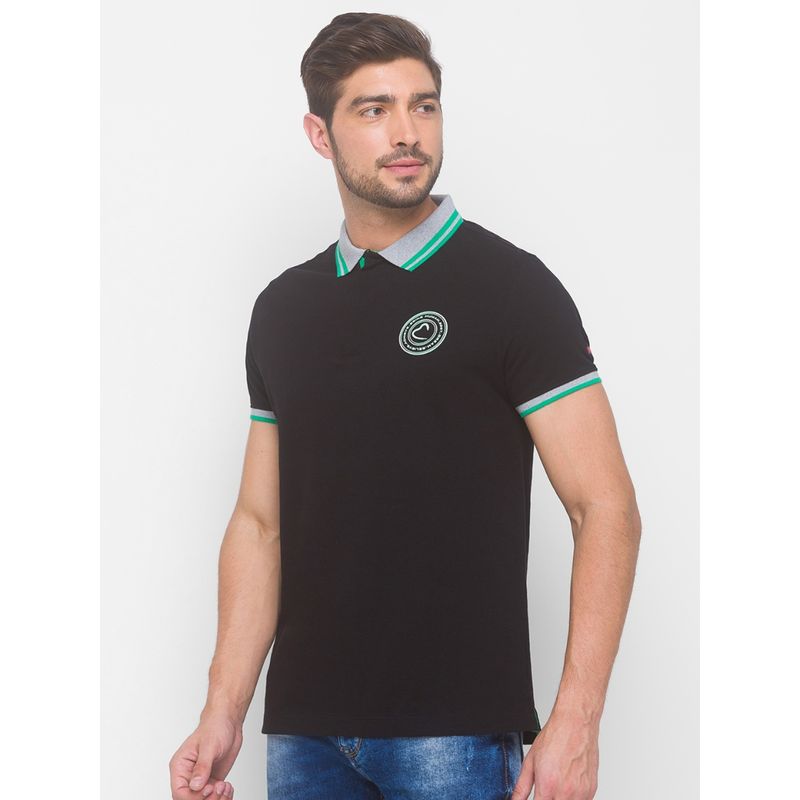 Black Slim Straight Fit Men's Polo T-Shirt by Being Human Clothing main image 0