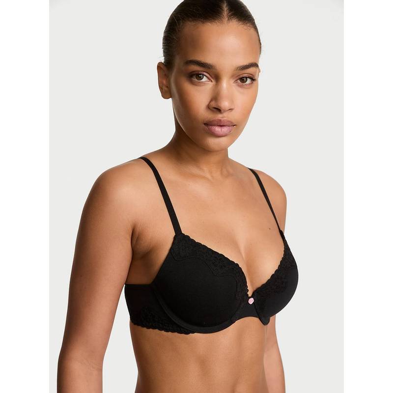 Victoria's Secret The T-Shirt Perfect Shape Cotton Lace-Trim Push-Up Bra (34D)