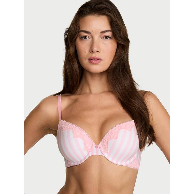 Victoria's Secret The T-Shirt Perfect Shape Cotton Lace-Trim Push-Up Bra (36D)