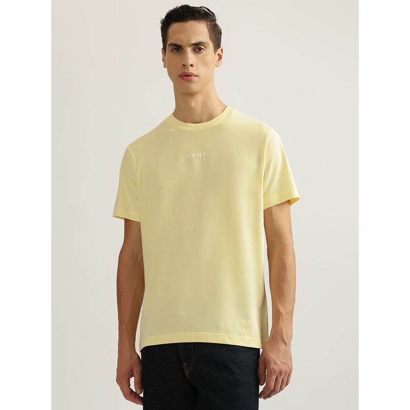 GANT Mens Yellow Solid Round Neck Short Sleeves T-Shirt (S)