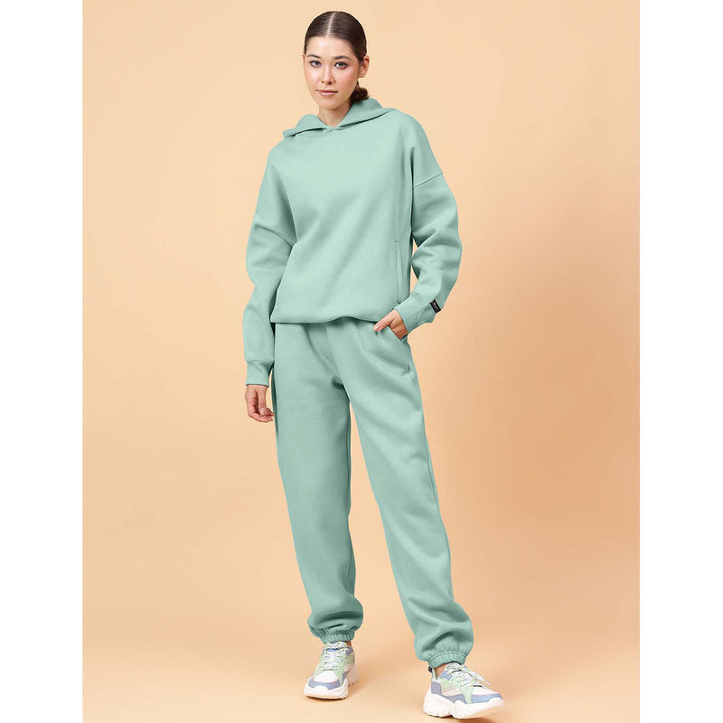 Fitkin Women's Solid Turquoise Blue Cozy core Fleece Hoodie (XL)