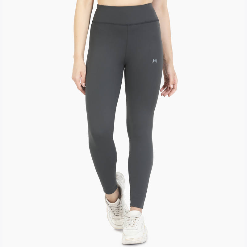 MuscleTorque Gym/Yoga High Waist Solid Tight - Solid Grey (M)