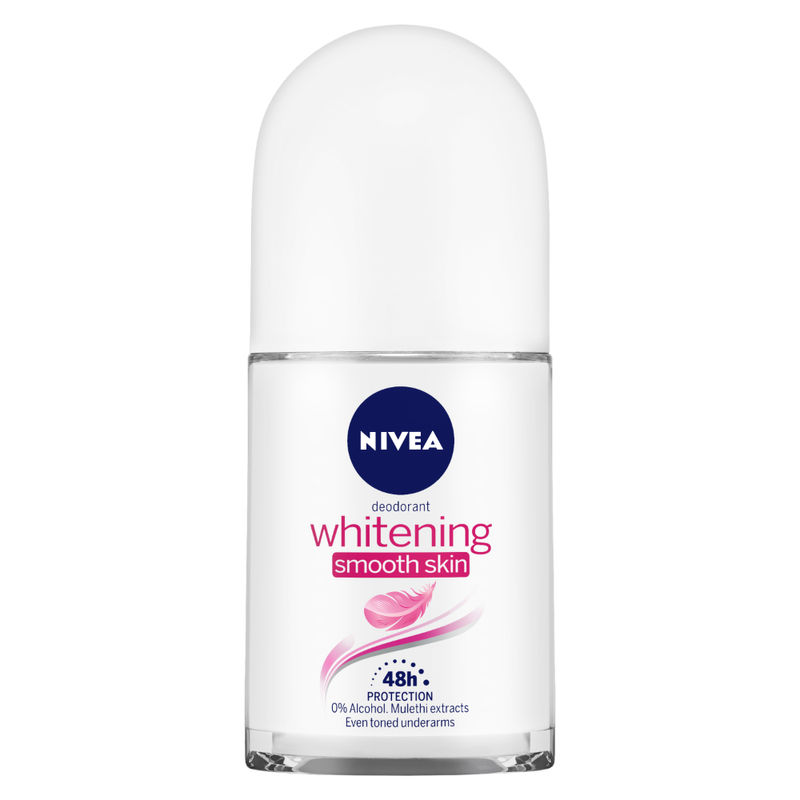 NIVEA Women Deodorant Roll On, Whitening Smooth Skin, for 48h Protection