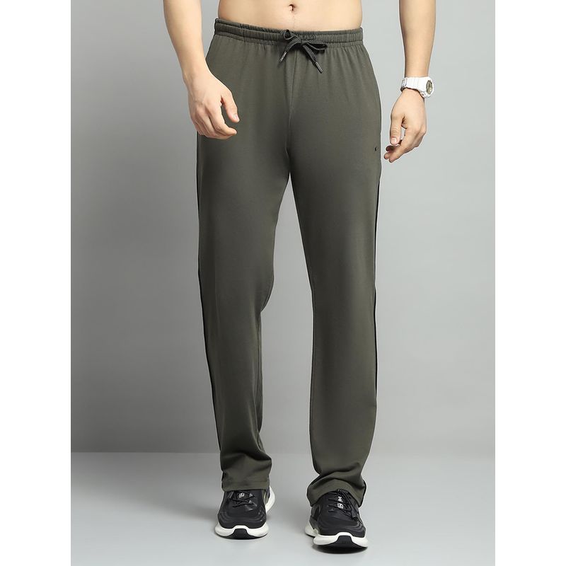 Monte Carlo Men Solid Olive Mid Rise Regular Fit Joggers (L)