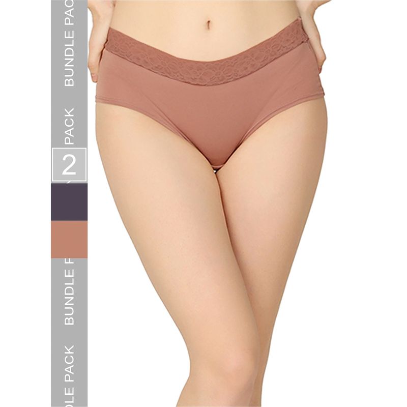 Curvy Love Organic Cotton Everyday V- Shape Multi-Color Panties (Pack of 2) (L)