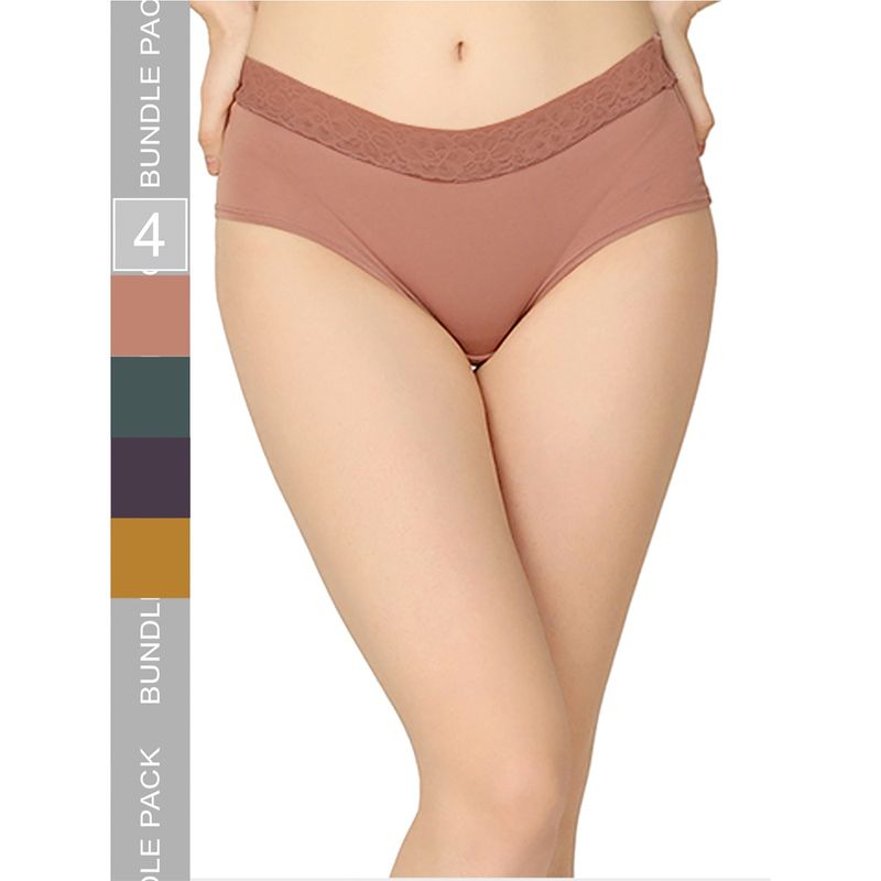 Curvy Love Organic Cotton Everyday V- Shape Multi-Color Panties (Pack of 4) (3XL)