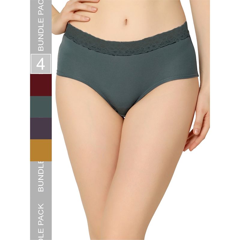 Curvy Love Organic Cotton Everyday V- Shape Multi-Color Panties (Pack of 4) (L)