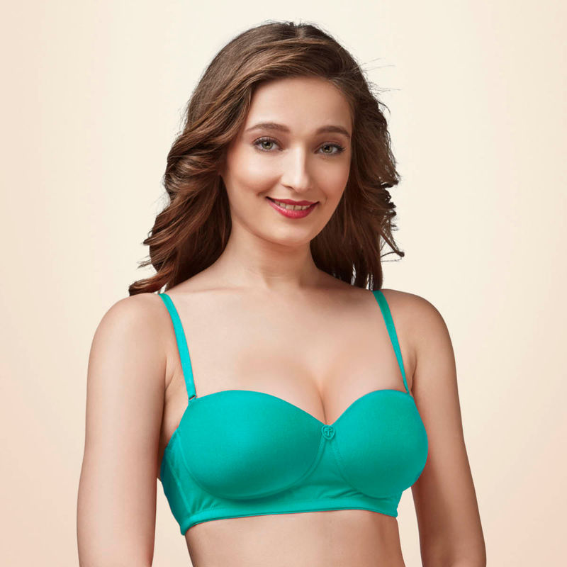 Trylo Nina Women Detachable Strap Non Wired Padded Bra - Green (36B)