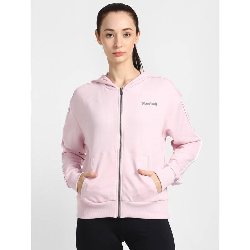 Reebok Te Piping Full Zip Pink Training Sweatshirts (2XS)