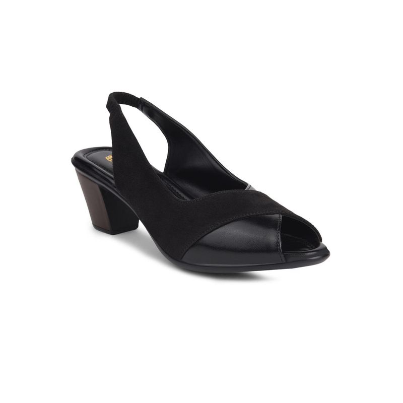Bata Stylish Women Black Peep Toe Block Sandal Heels (UK 4)