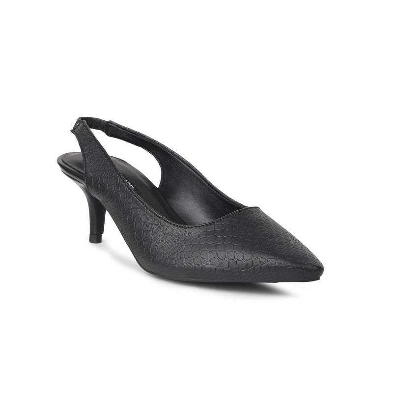 Bata Elegant Women Black Pointed Toe Kitten Sandal Heels (UK 4)