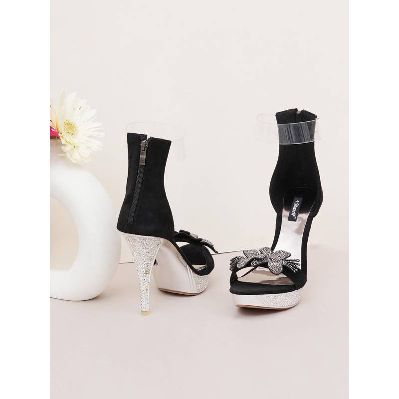 Sherrif Shoes Women Black Trendy Sandal Heels (EURO 35)