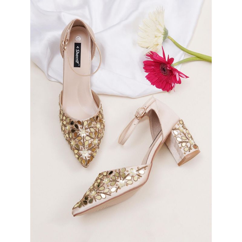 Sherrif Shoes Women Gold Trendy Sandal Heels (EURO 36)