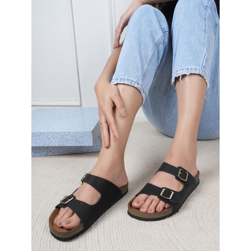 MOZAFIA Black Women Casual Sandals (EURO 40)