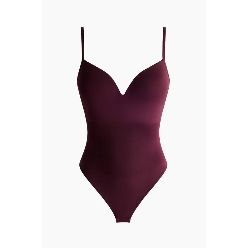 H&M Women Red Seamless Light Shape Bodysuit (M)