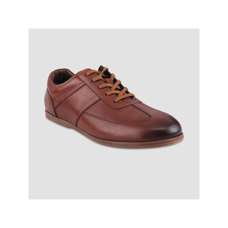 EZOK Men Lace-Ups Leather Sneakers Tan (UK 9)