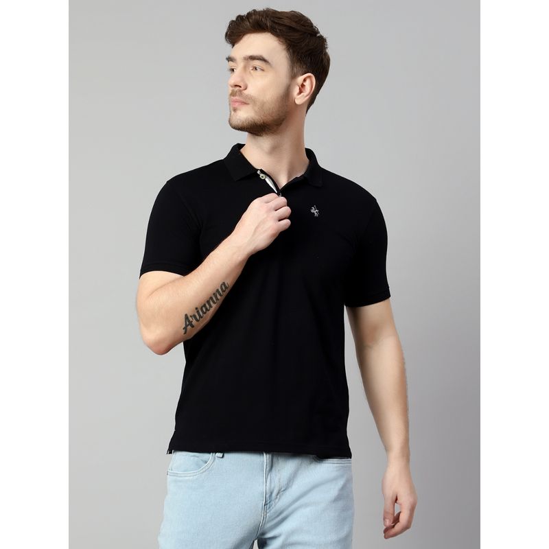 Cantabil Men Cotton Black Polo T-Shirt (M)