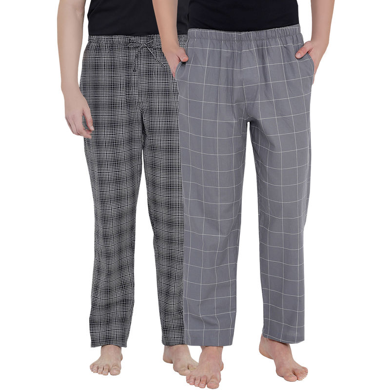 XYXX Super Combed Cotton Checkered Pyjama For Men (Pack Of 2) - Multi-Color (XL)