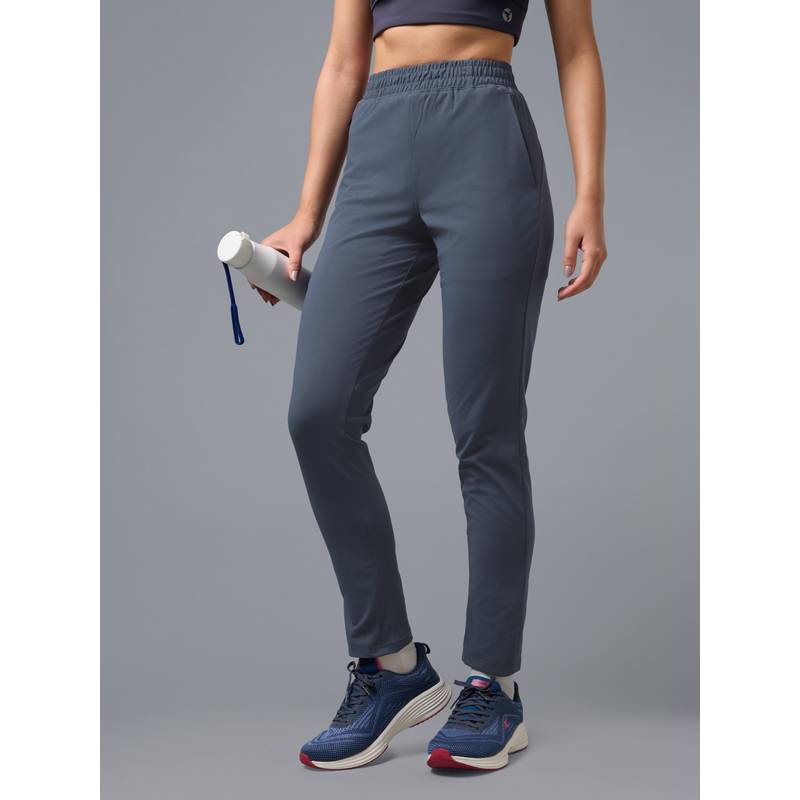 Technosport Women Solid Straight Fit Trackpants With 4 Way Crispy For Fitness (S)