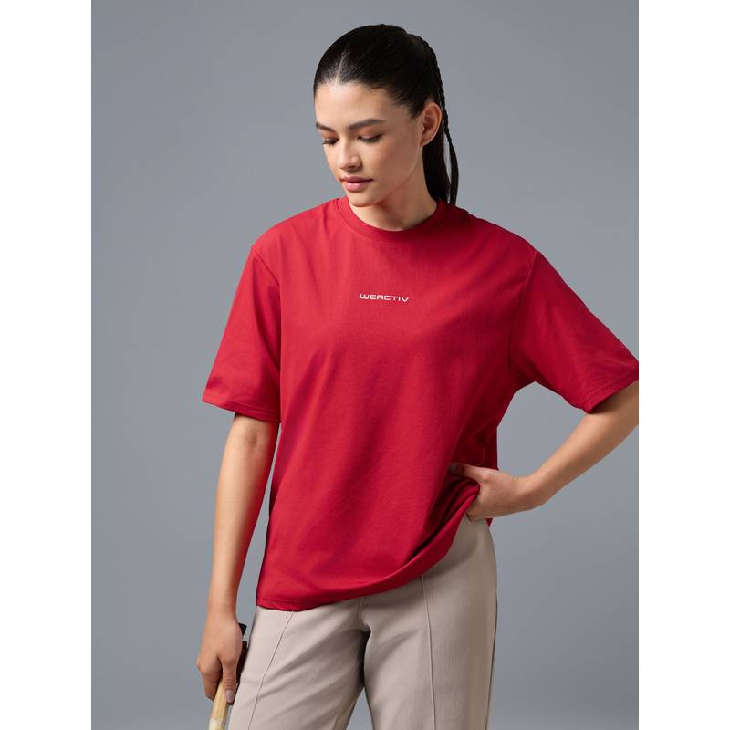 Technosport Women Printed Boxy Fit Round Neck Sports T-Shirt With Cotflex (XL)
