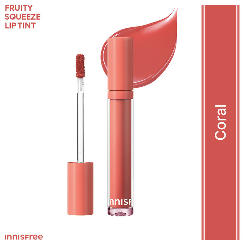 Innisfree Fruity Squeeze Tint Coral - Soft Dewy Lip Tint