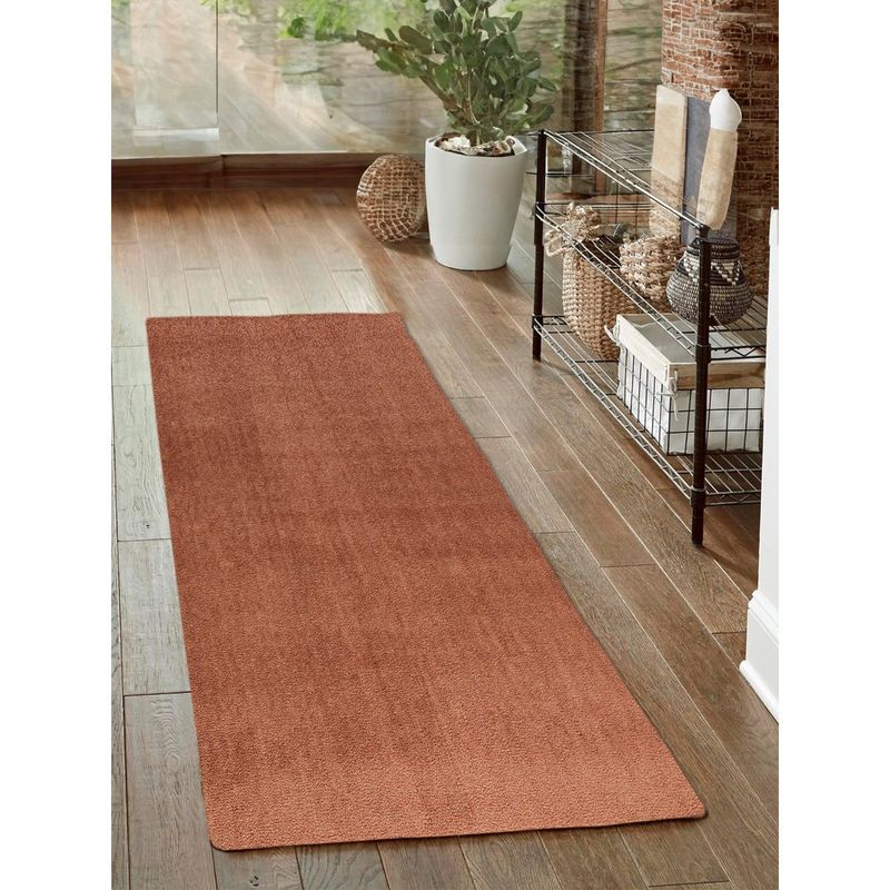 OBSESSIONS Polyester Anti-Skid Solid Bedside Runner Rust (2.5X5 Feet) (2.5x5 Feet)