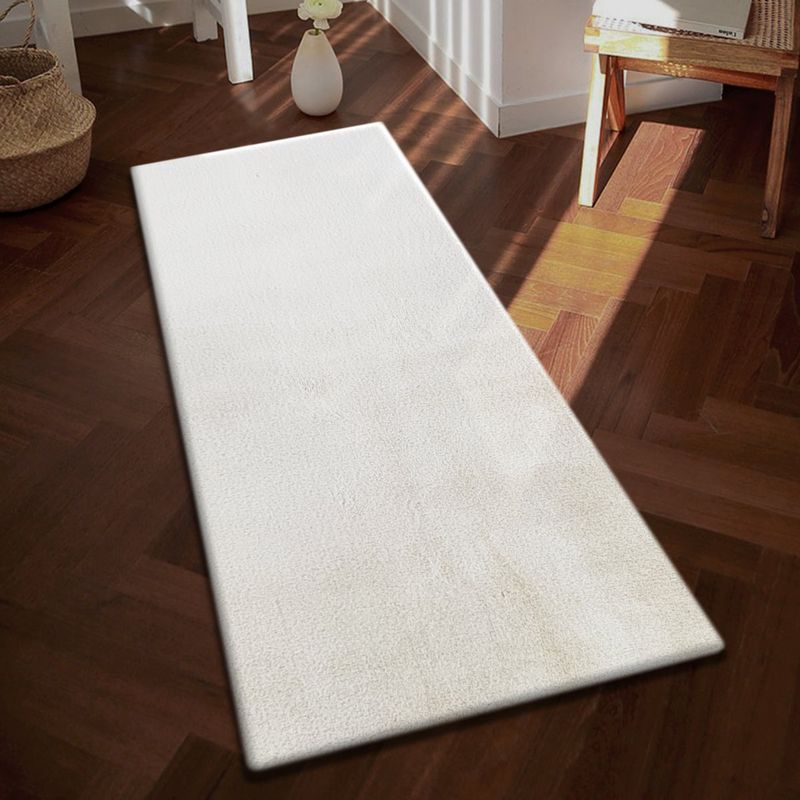 OBSESSIONS Polyester Anti-Skid Solid Bedside Runner White (2X5 Feet) (2x5 Feet)