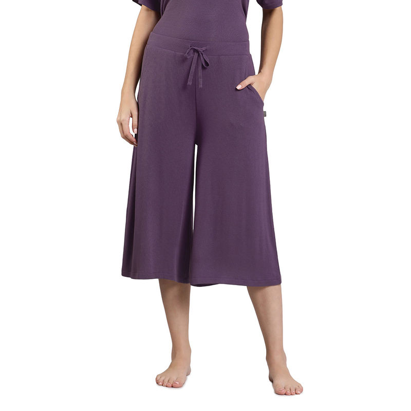 Amante Purple Mid Rise Mid-Calf length Serene Dream Sleep Culottes Pyjama (S)