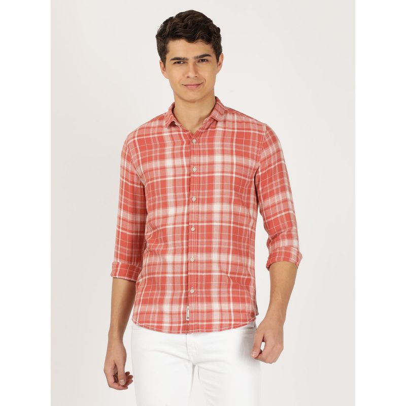 Wrangler Men Checked Red Shirt (Regular) (M)