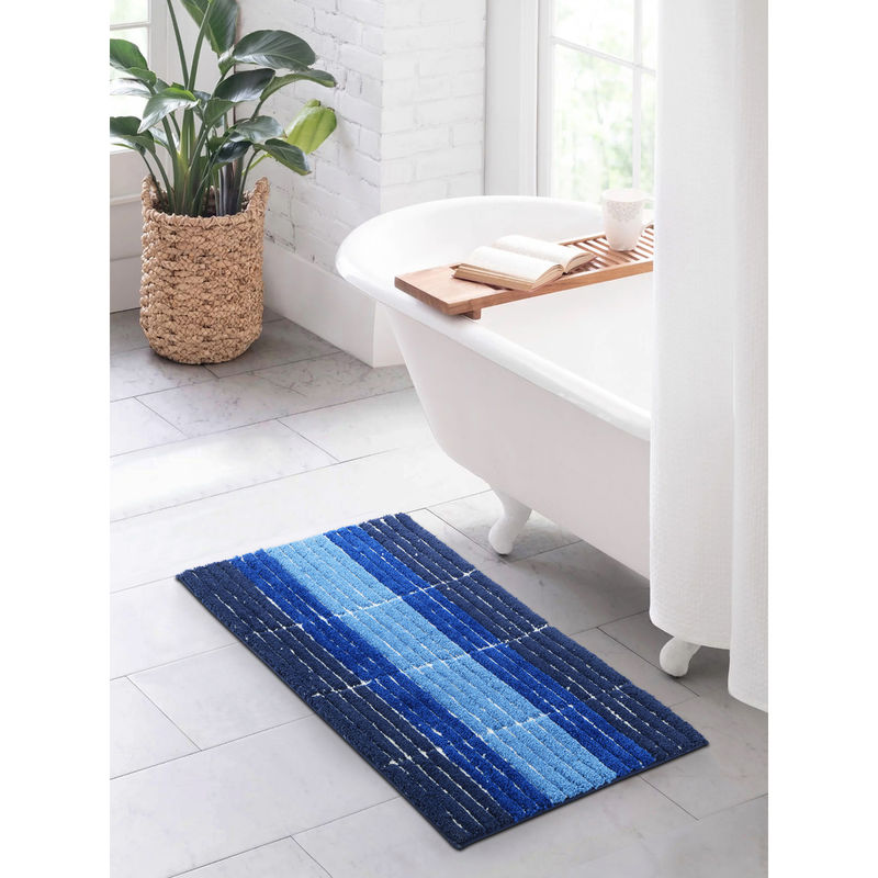 OBSESSIONS Quick Dry & Anti skid Bathmat, Blue (S)