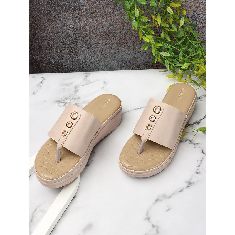 Iconics Women Beige Comfort Sandals (EURO 40)
