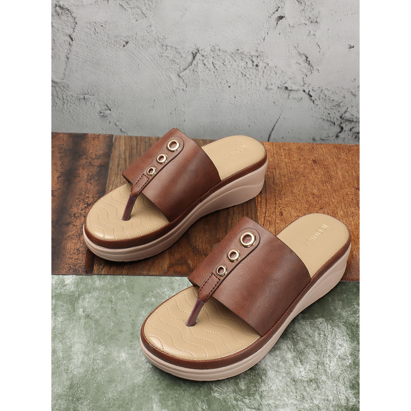 Iconics Women Brown Comfort Sandals (EURO 39)