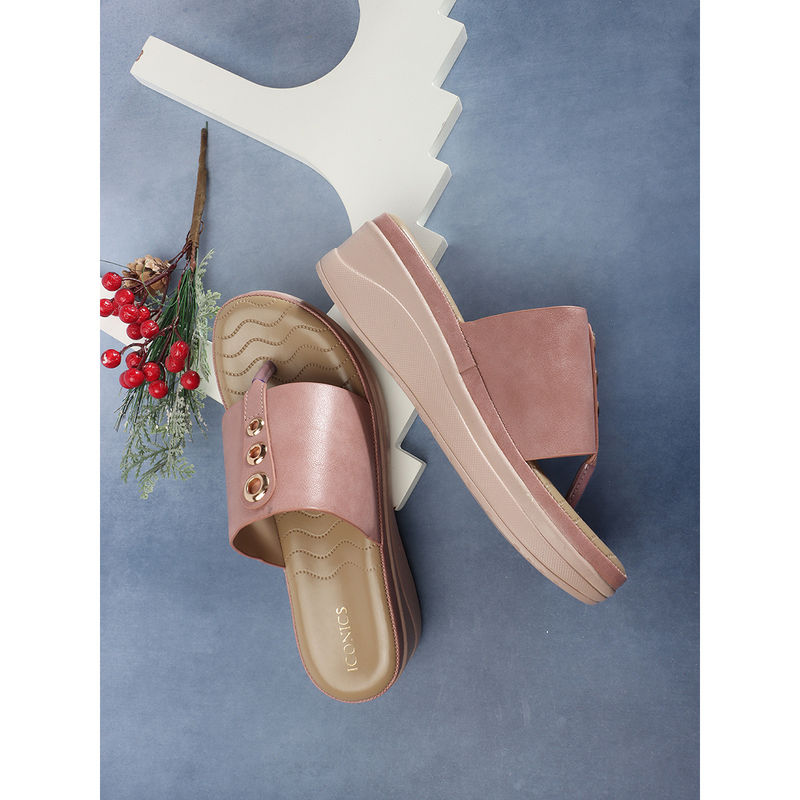 Iconics Women Peach Comfort Sandals (EURO 36)