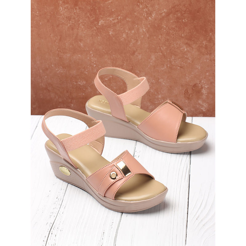 Iconics Women Peach Comfort Sandals (EURO 37)